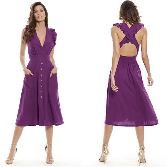happy X nature Dresses & Skirts - ✨NWT✨Happy X Nature Purple Linen Dress Size L